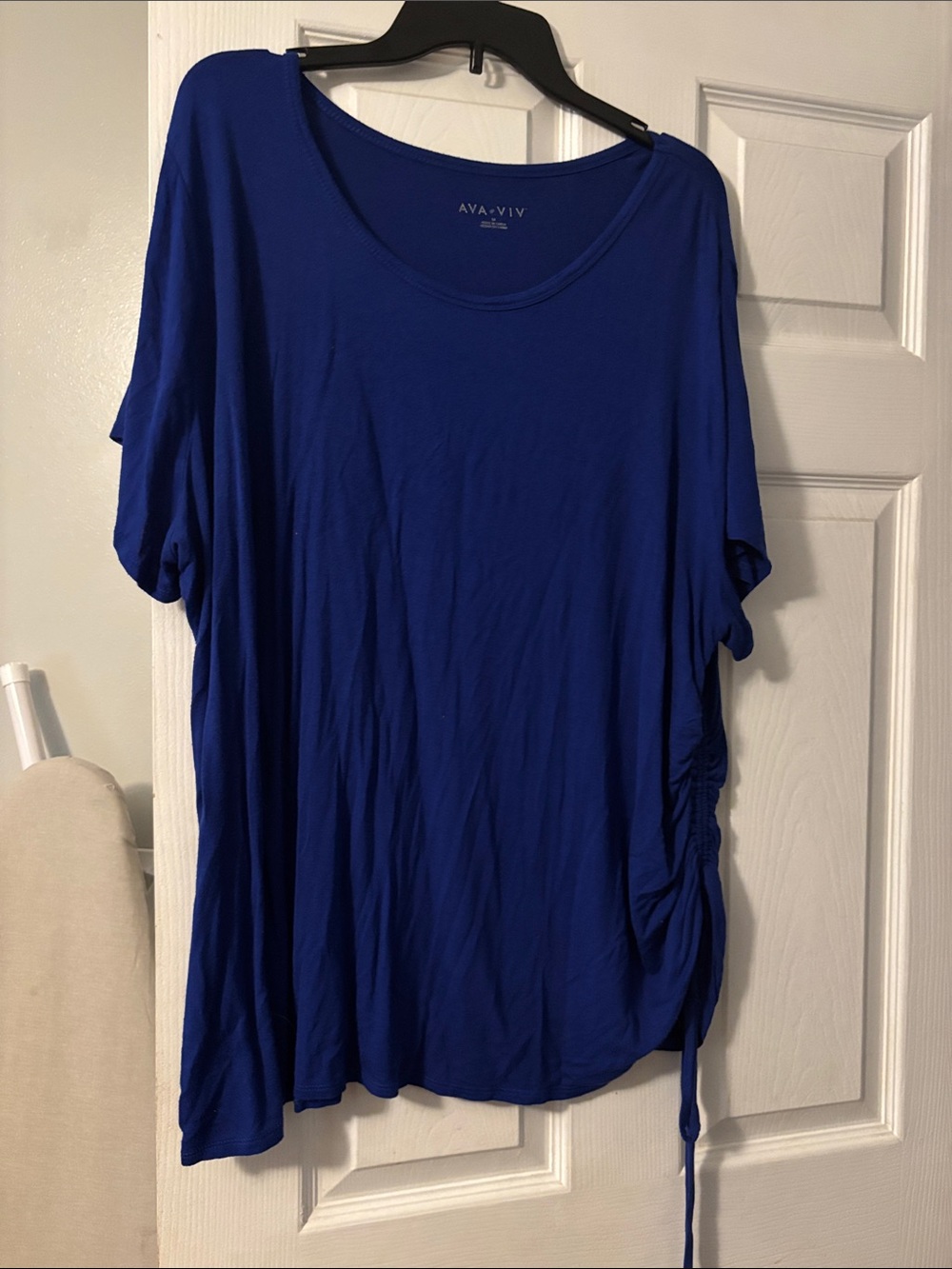 Ava & Viv Royal Blue Scoop Neck Ruched Side Tunic